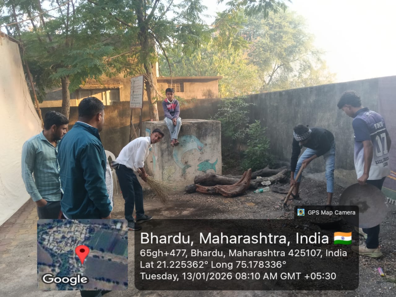 On 13th January 2026, the camp began with morning prayer and yoga practice. This was followed by a cleanliness drive in the ????? of Zilla Parishad Primary School, Bhardu.